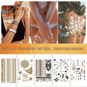 Conjunto de Tatuagens Temporárias Femininas “Metallic Tattoos”