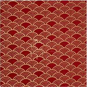 Tecido Japonês | Dark Red Golden Scales (seigaiha)