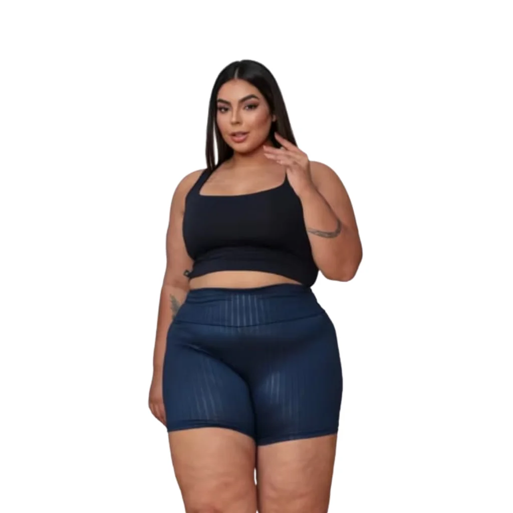 Kit 3 Shorts Fitness 3D Plus Size Feminino Cintura Alta Modelador, Conforto e Qualidade Premium - Image 8