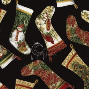 Tecido Natal Holiday Hearth Stockings Christmas