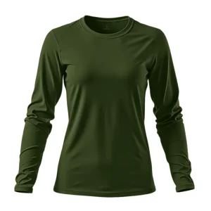 Camiseta Feminina Básica Poliamida UV Manga Longa Verde Escuro