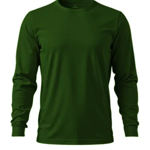 Camiseta Masculina Básica Poliamida UV Manga Longa Verde Escuro