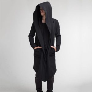 Casaco longo gótico preto para homem