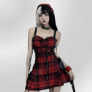 Vestido gótico xadrez escocês