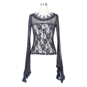 Top camiseta com renda preta punk rave