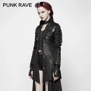 Casaco gótico punk rave vermelho