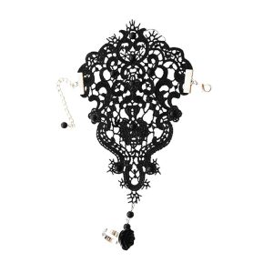 Pulseira com anel de renda preta