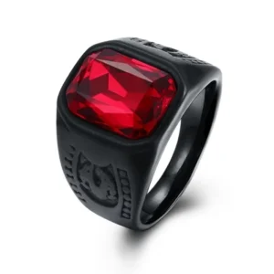 Anel gótico vermelho e preto