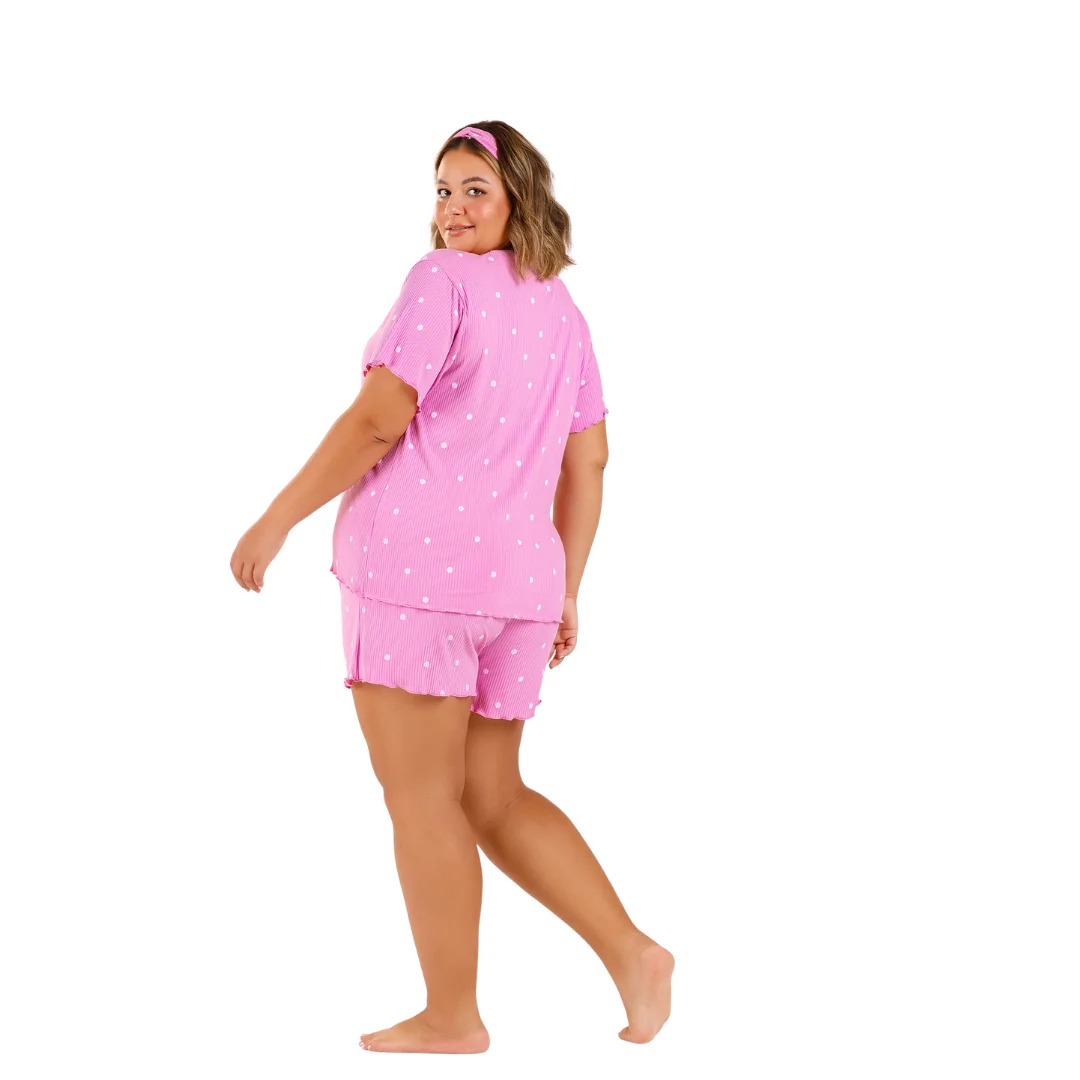 Short doll poá rosa plus size – Cor com Amor - Image 3