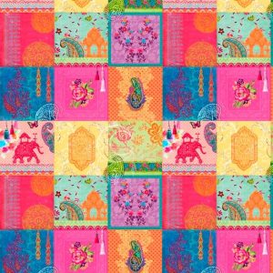Tecido Impresso Half Panama | Patchwork Étnico Índia 48X140cm