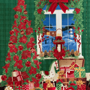 Painel Tecido Natal Vintage Christmas Tree Toys